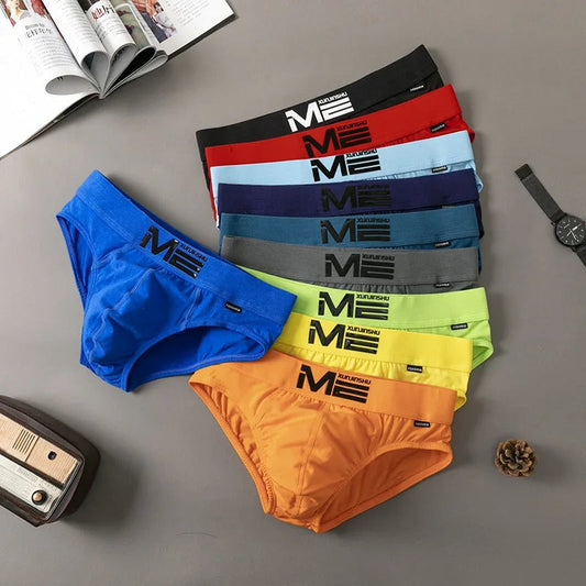 Men's Cotton Letter Pattern Soft Breathable Briefs (Pack of 7)